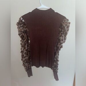 Almost Famous Floral Mesh Sleeve Top